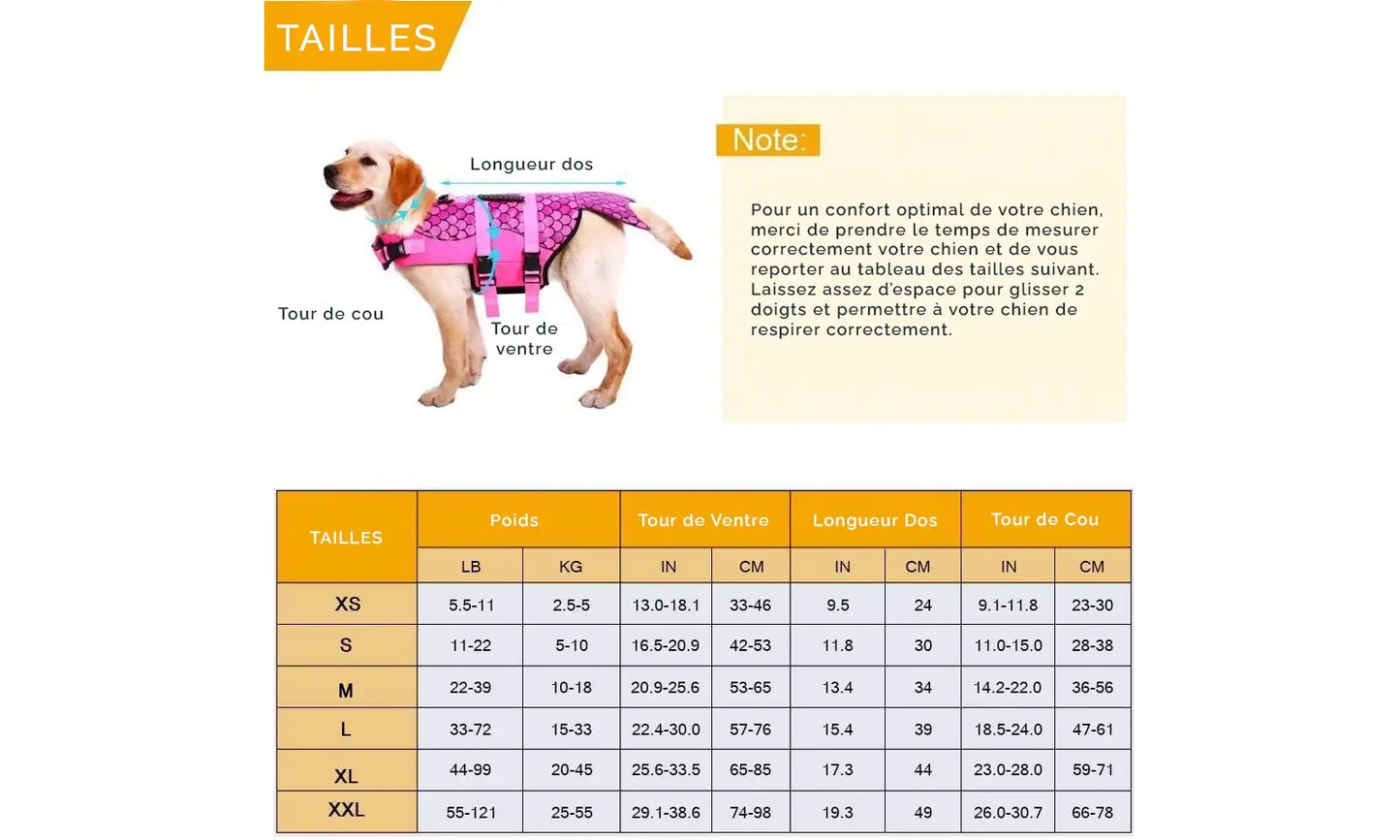 Gilet Sauvetage pour Chien - Sirène Rose