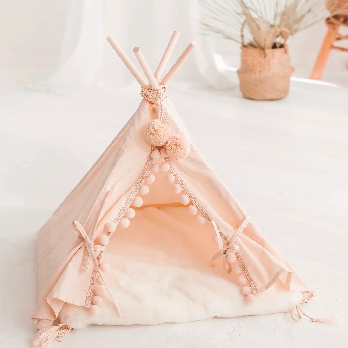 Tipi pour chien Coton Écru Fausse-Fourrure Minicamp - CHOUKETT Paris (2)