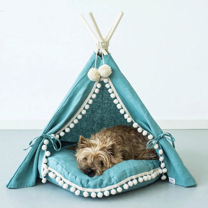 Tipi pour chien Lin Turquoise Minicamp - CHOUKETT Paris (1)